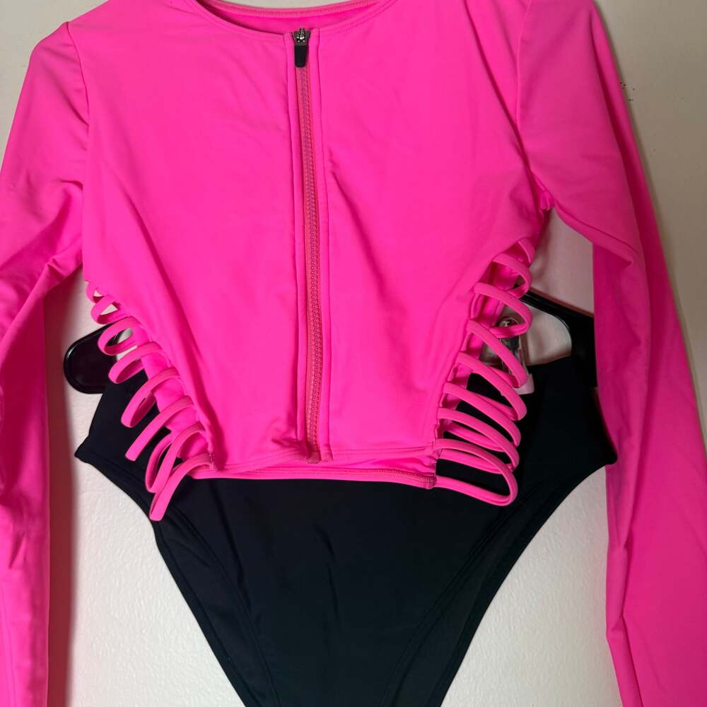 Hot Pink Long Sleeve Bikini Set